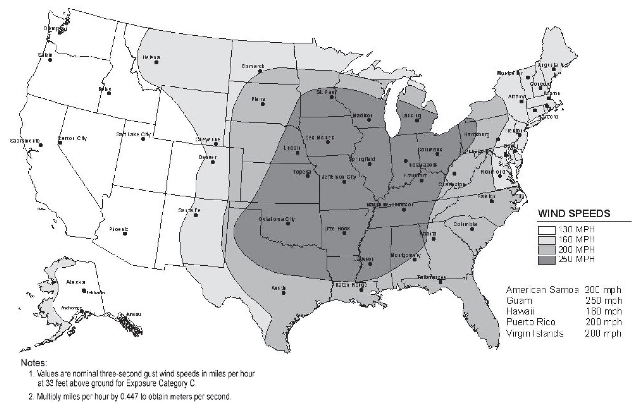 wind speed map of america