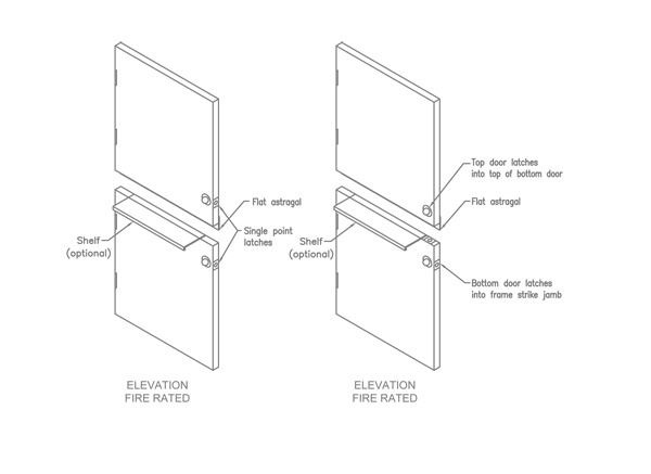 diagram of further details for dutch doors with shelf