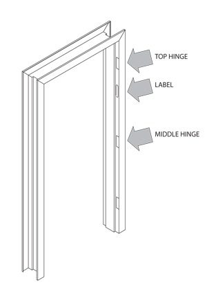 illustration of door hinge label location